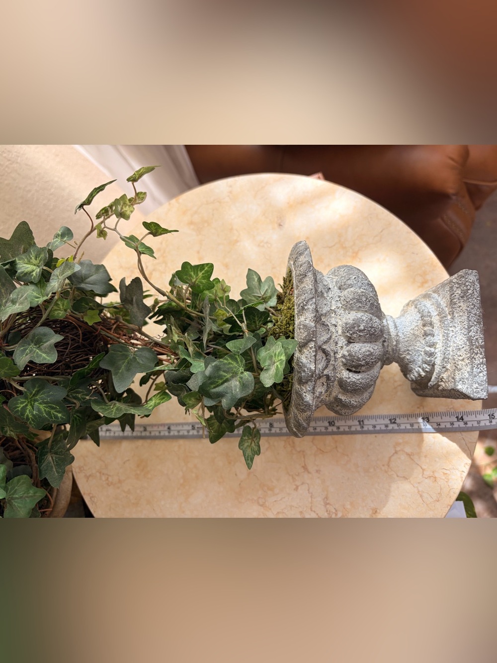 Artificial English Ivy Topiary in Stone-Effect Urn - Green - Picture 8 of 8